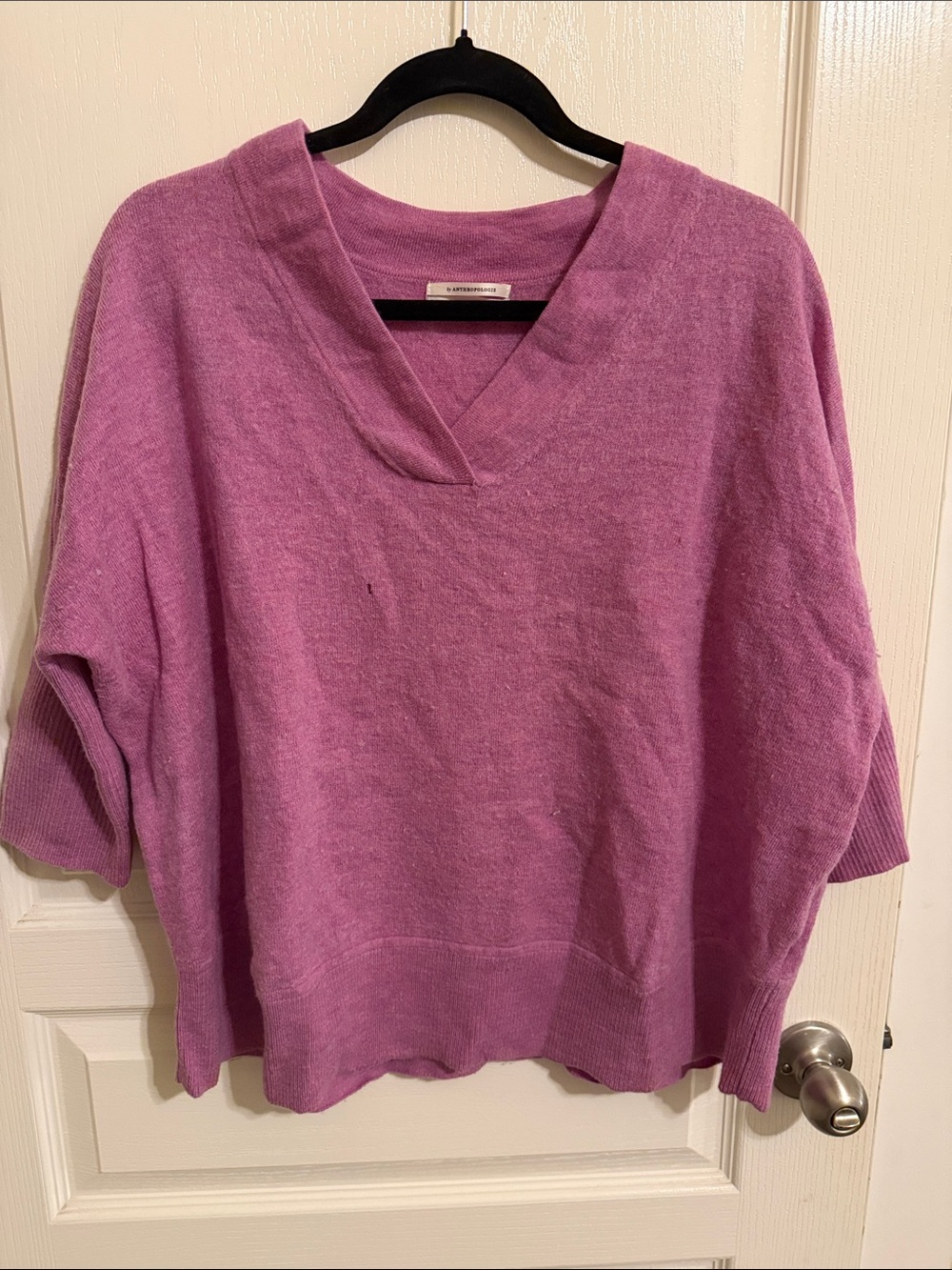 Anthropologie Lavender-Pink V-Neck Sweater